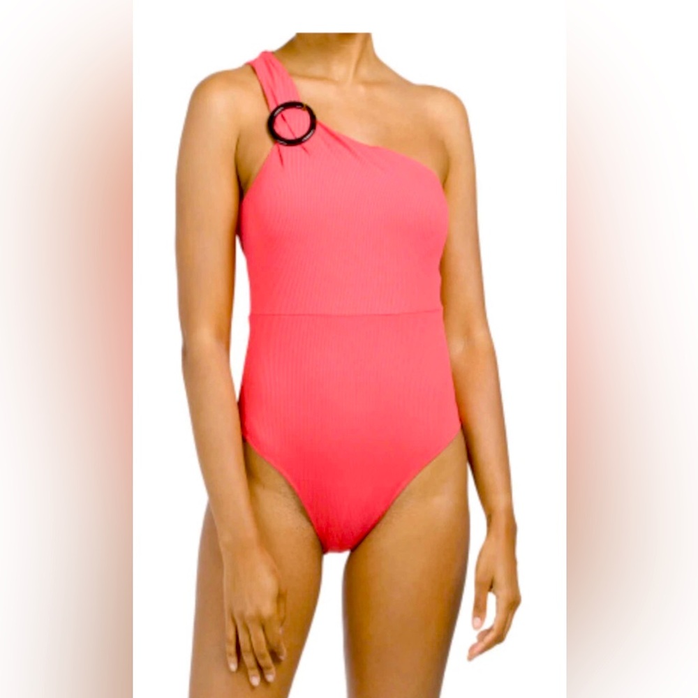 Summersalt One Shoulder Swimsuit Coral Pink Ribbed Size 20W One Piece Ribbed